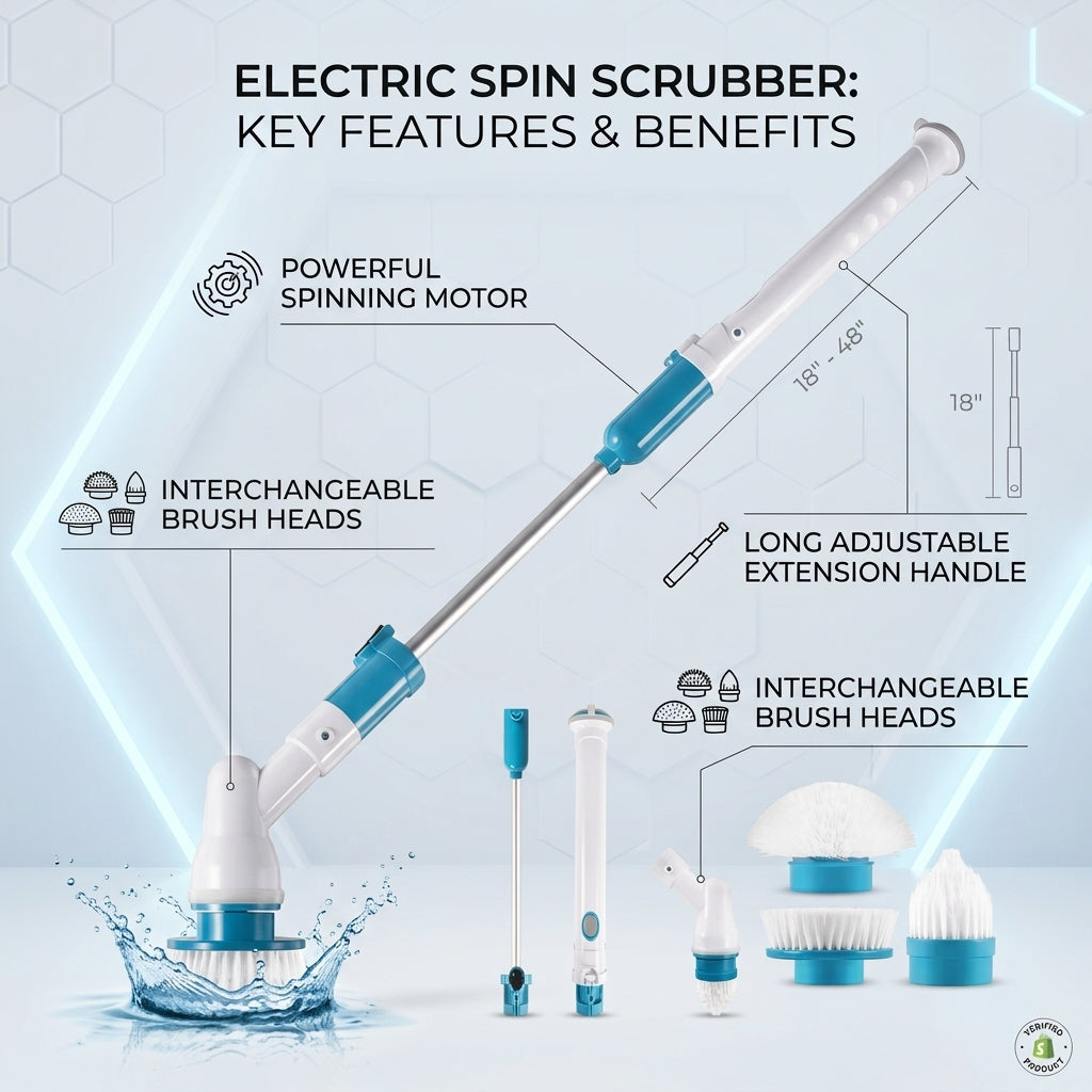 3-in-1 Electric Spin Scrubber | Household Cleaning Brush
