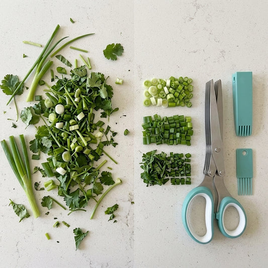 5-Blade Herb Scissors with Cleaning Comb & Protective Cover