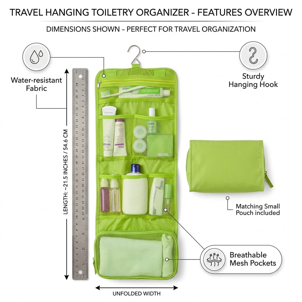 Hanging travel storage bag dimensions and features