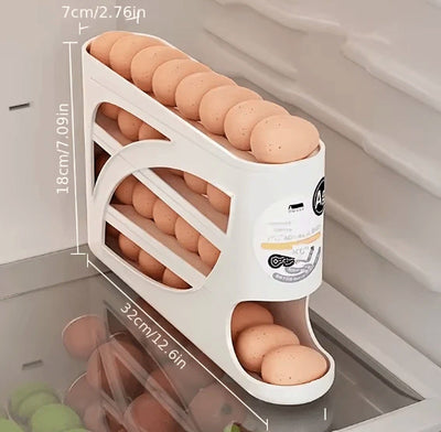 Rolling Egg Dispenser Rack Space Saving Refrigerator Egg Holder