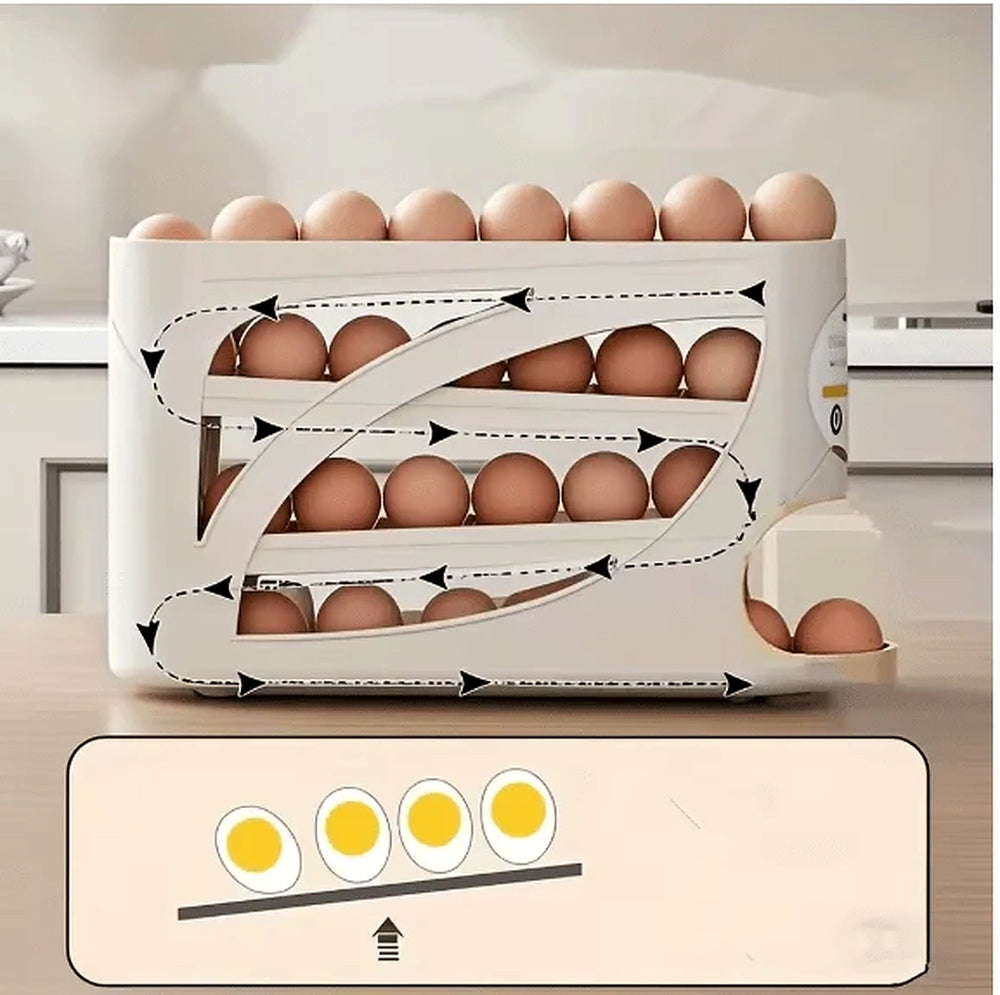 Rolling Egg Dispenser Rack Automatic Rolling Egg Storage Organizer